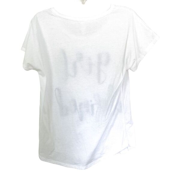 Girl Defined Black White Graphic Print Logo Short Sleeve Shirt Size Small - Picture 2 of 5